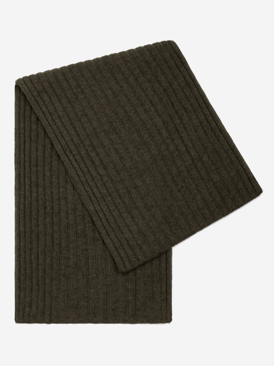 Napoli (dark green) - 100% cashmere ribbed scarf (unisex)- Leather Gloves Online - Luxury Italian Scarf - 1