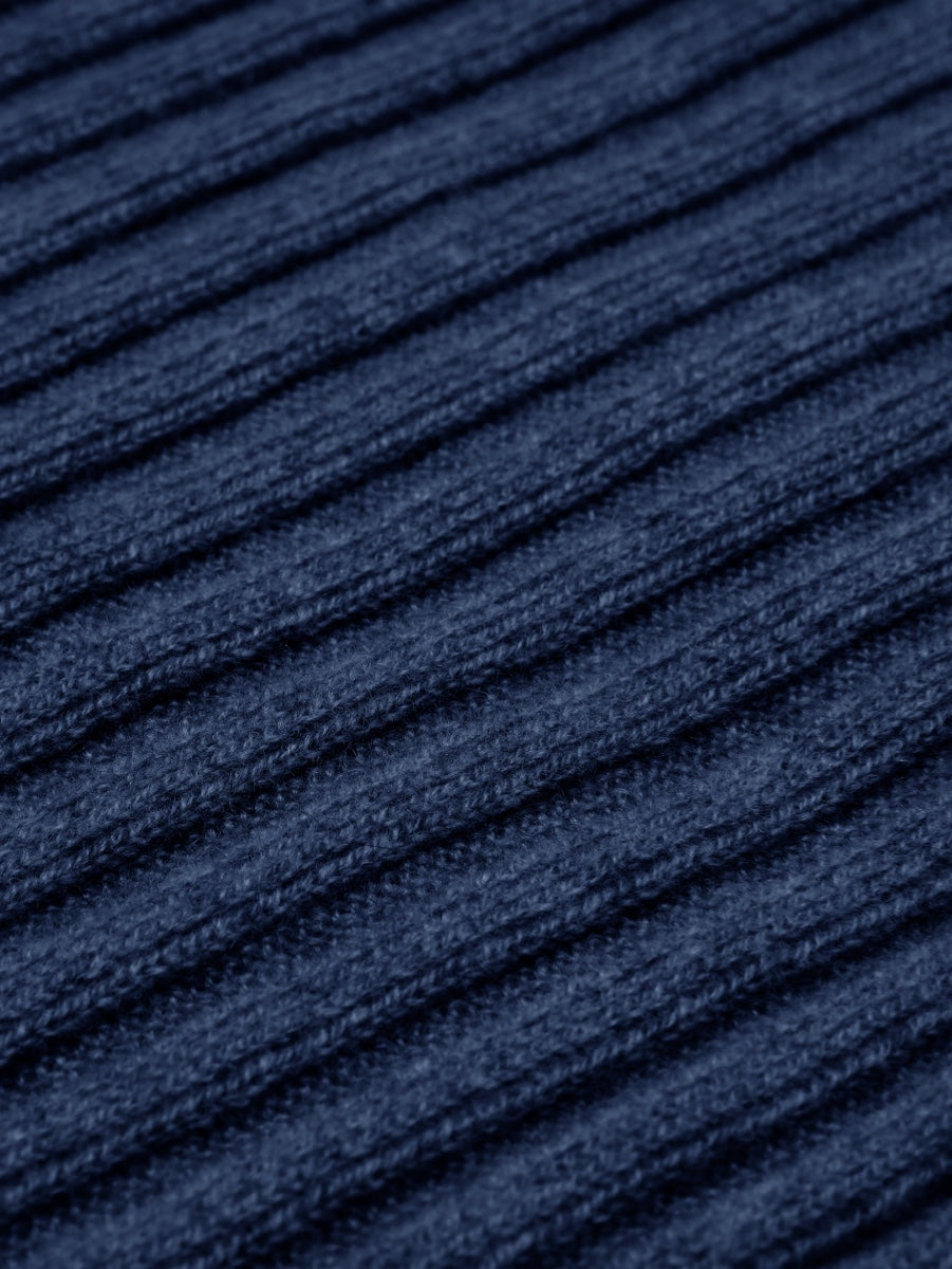 Napoli (navy blue) - 100% cashmere ribbed scarf (unisex)- Leather Gloves Online - Luxury Italian Scarf - 2