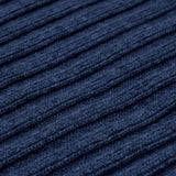 Napoli (navy blue) - 100% cashmere ribbed scarf (unisex)- Leather Gloves Online - Luxury Italian Scarf - 2
