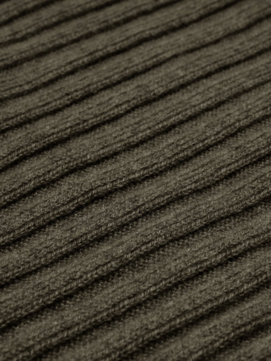 Napoli (dark green) - 100% cashmere ribbed scarf (unisex)- Leather Gloves Online - Luxury Italian Scarf - 2