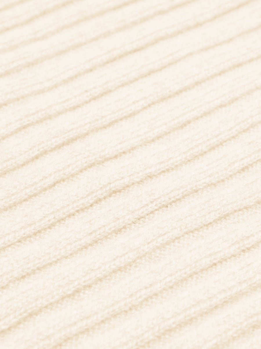 Napoli (cream) - 100% cashmere ribbed scarf (unisex)- Leather Gloves Online - Luxury Italian Scarf - 2