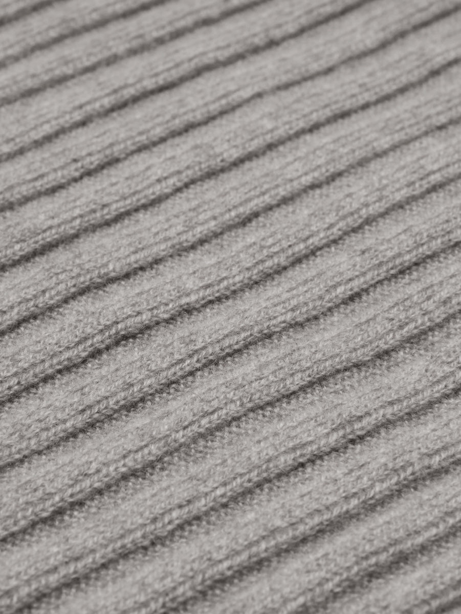 Napoli (light grey) - 100% cashmere ribbed scarf (unisex)- Leather Gloves Online - Luxury Italian Scarf - 2