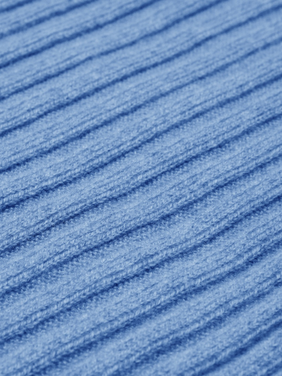Napoli (light blue) - 100% cashmere ribbed scarf (unisex)- Leather Gloves Online - Luxury Italian Scarf - 2
