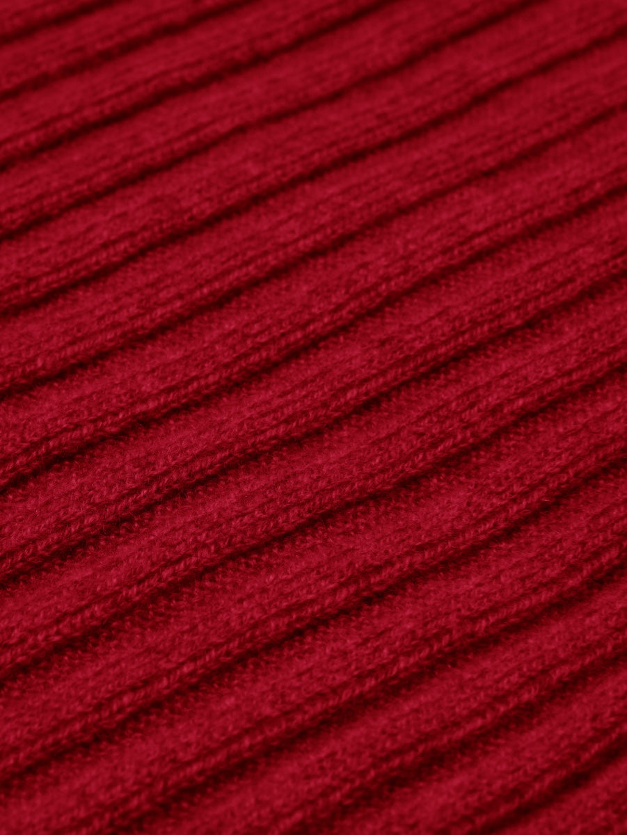 Napoli (red) - 100% cashmere ribbed scarf (unisex)- Leather Gloves Online - Luxury Italian Scarf - 2