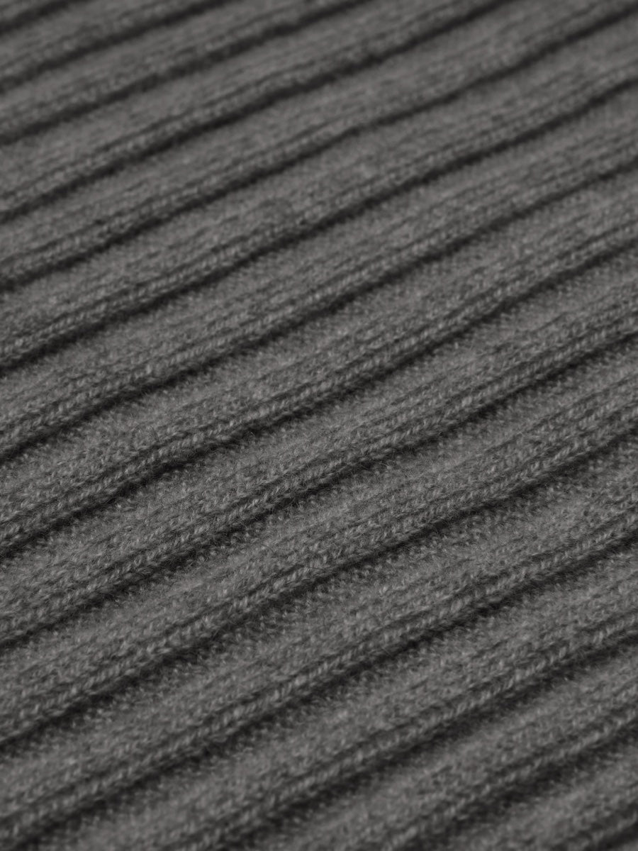 Napoli (dark grey) - 100% cashmere ribbed scarf (unisex)- Leather Gloves Online - Luxury Italian Scarf - 2