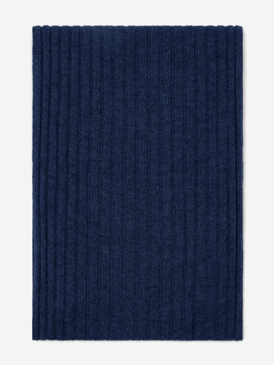 Napoli (navy blue) - 100% cashmere ribbed scarf (unisex)- Leather Gloves Online - Luxury Italian Scarf - 3