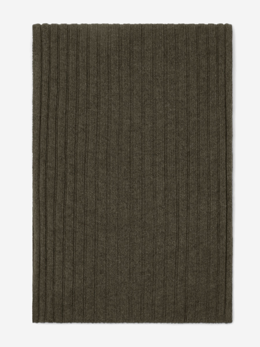 Napoli (dark green) - 100% cashmere ribbed scarf (unisex)- Leather Gloves Online - Luxury Italian Scarf - 3