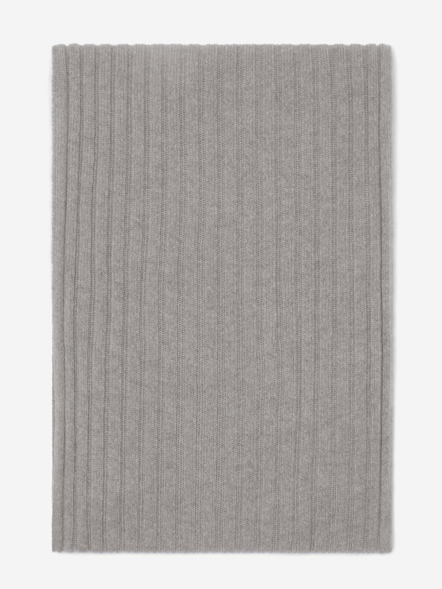 Napoli (light grey) - 100% cashmere ribbed scarf (unisex)- Leather Gloves Online - Luxury Italian Scarf - 3
