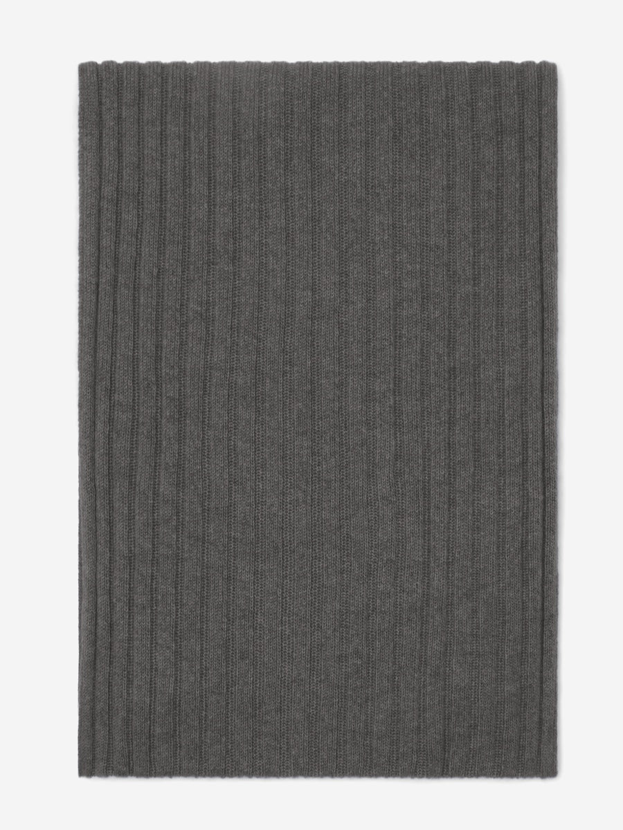 Napoli (dark grey) - 100% cashmere ribbed scarf (unisex)- Leather Gloves Online - Luxury Italian Scarf - 3