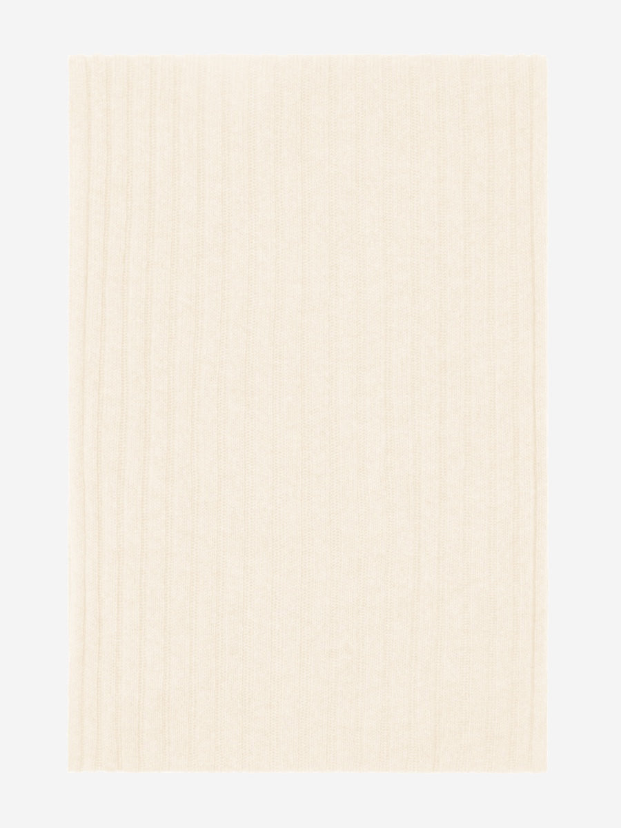 Napoli (cream) - 100% cashmere ribbed scarf (unisex)- Leather Gloves Online - Luxury Italian Scarf - 3