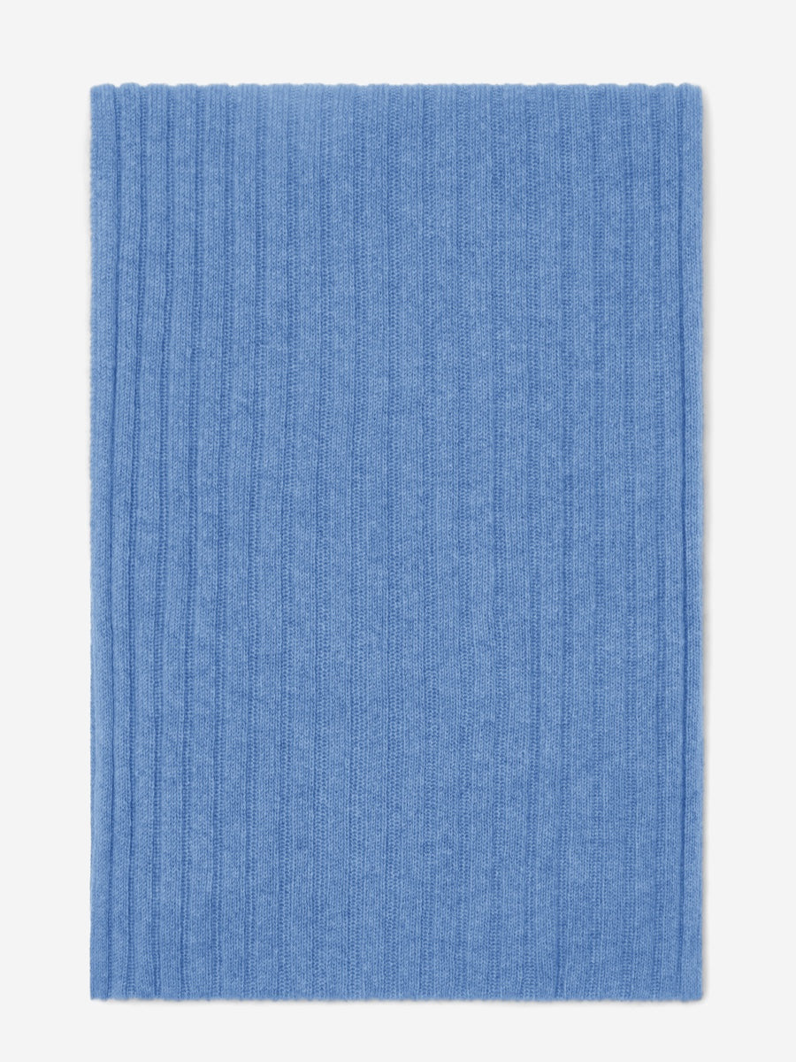 Napoli (light blue) - 100% cashmere ribbed scarf (unisex)- Leather Gloves Online - Luxury Italian Scarf - 3