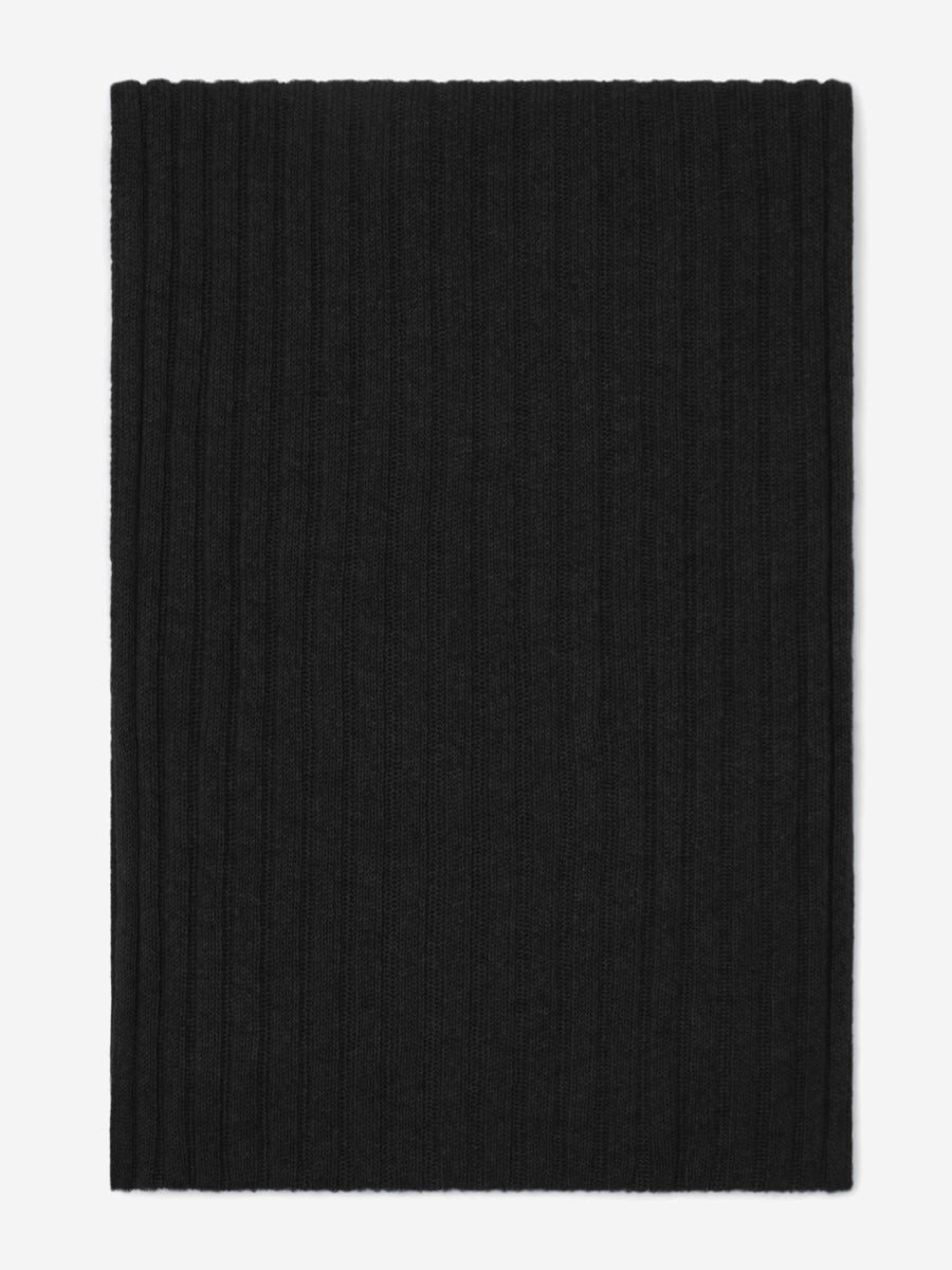 Napoli (black) - 100% cashmere ribbed scarf (unisex)- Leather Gloves Online - Luxury Beanie - 3