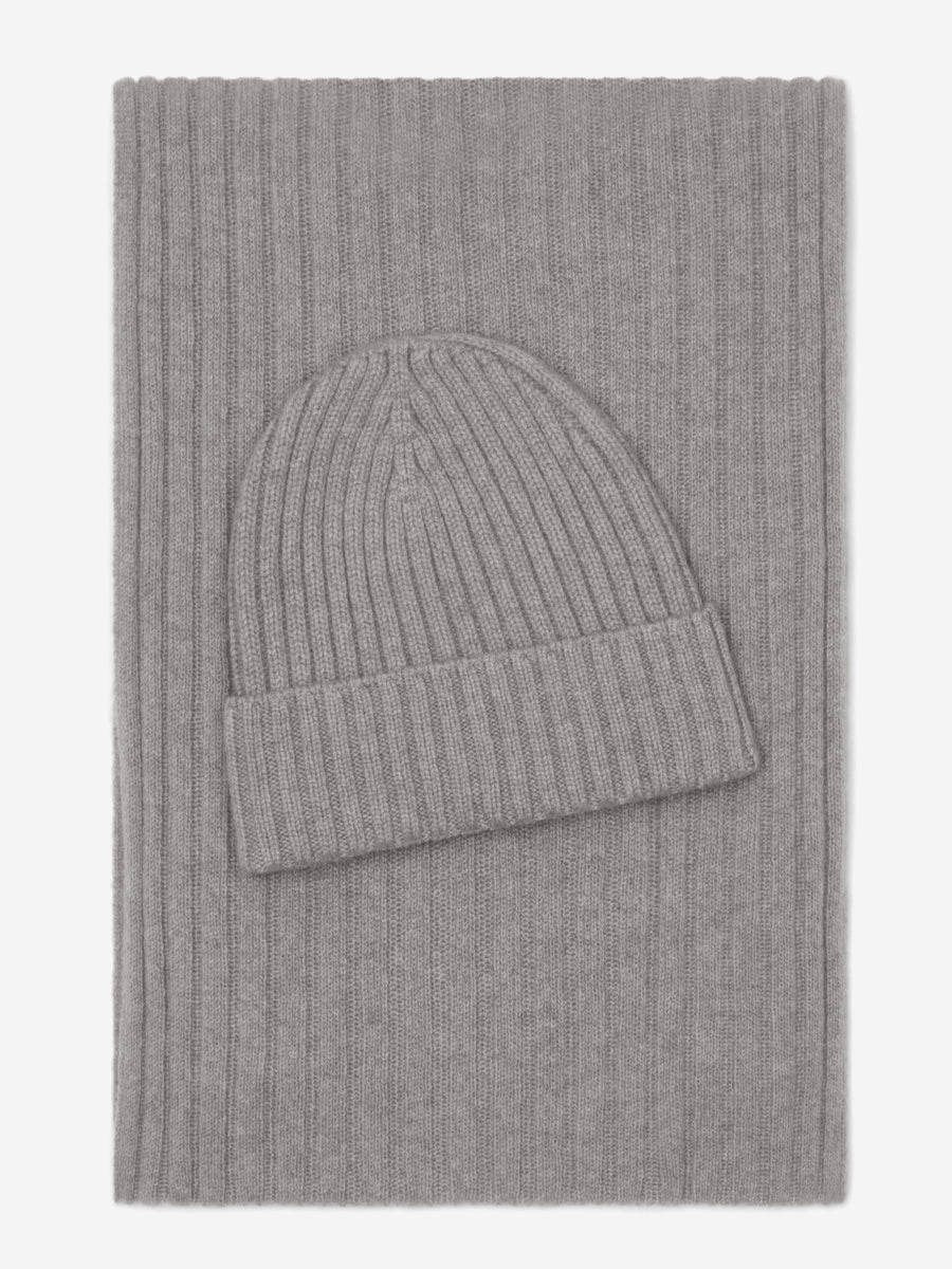 Napoli (light grey) - 100% cashmere ribbed scarf (unisex)- Leather Gloves Online - Luxury Italian Scarf - 4