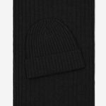 Napoli (black) - 100% cashmere ribbed scarf (unisex)- Leather Gloves Online - Luxury Beanie - 4