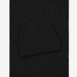 Napoli (black) - 100% cashmere ribbed scarf (unisex)- Leather Gloves Online - Luxury Beanie - 4
