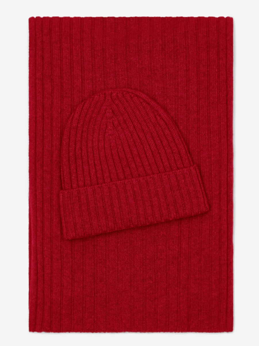 Napoli (red) - 100% cashmere ribbed scarf (unisex)- Leather Gloves Online - Luxury Italian Scarf - 4