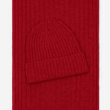 Napoli (red) - 100% cashmere ribbed scarf (unisex)- Leather Gloves Online - Luxury Italian Scarf - 4