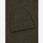 Napoli (dark green) - 100% cashmere ribbed scarf (unisex)- Leather Gloves Online - Luxury Italian Scarf - 4