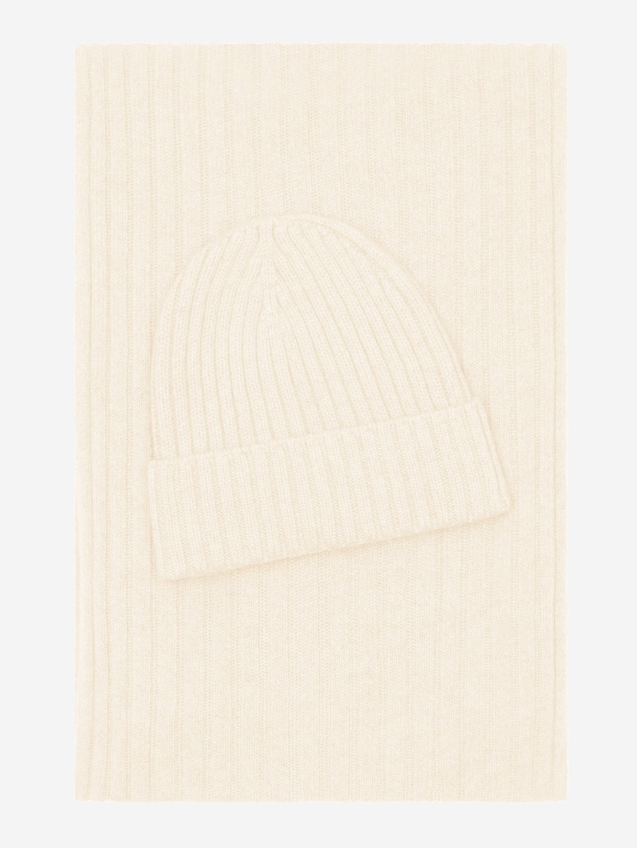 Napoli (cream) - 100% cashmere ribbed scarf (unisex)- Leather Gloves Online - Luxury Italian Scarf - 4