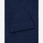 Napoli (navy blue) - 100% cashmere ribbed scarf (unisex)- Leather Gloves Online - Luxury Italian Scarf - 4
