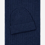 Napoli (navy blue) - 100% cashmere ribbed scarf (unisex)- Leather Gloves Online - Luxury Italian Scarf - 4