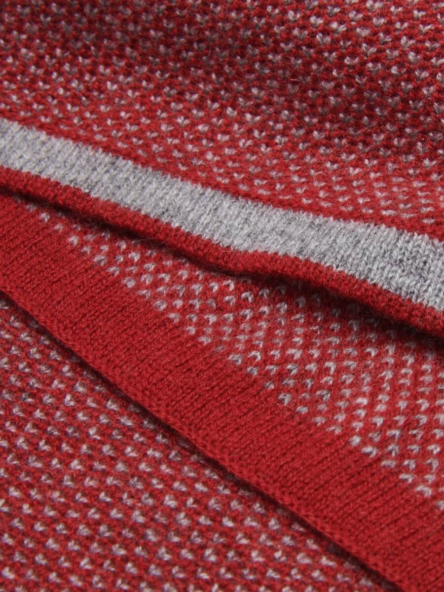 Riccardo (red & grey) - 100% cashmere scarf with pattern - Leather Gloves Online - Luxury Italian Scarf - 4