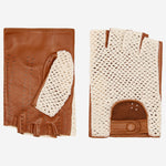 Dario (cognac) - Hand-sewn Italian crochet driving gloves from lambskin leather - Leather Gloves Online - Luxury Leather Gloves - 1