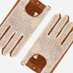 Arturo (cognac) - Hand-sewn Italian crochet driving gloves from lambskin leather - Leather Gloves Online - Luxury Leather Gloves - 3
