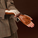 Daniella (cognac) - Hand-sewn Italian crochet driving gloves from lambskin leather- Leather Gloves Online - Luxury Leather Gloves - 7