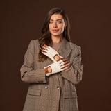Daniella (cognac) - Hand-sewn Italian crochet driving gloves from lambskin leather- Leather Gloves Online - Luxury Leather Gloves - 10