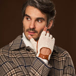 Dario (cognac) - Hand-sewn Italian crochet driving gloves from lambskin leather - Leather Gloves Online - Luxury Leather Gloves - 6