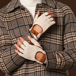 Dario (cognac) - Hand-sewn Italian crochet driving gloves from lambskin leather - Leather Gloves Online - Luxury Leather Gloves - 7