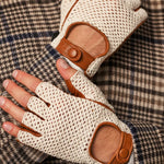 Dario (cognac) - Hand-sewn Italian crochet driving gloves from lambskin leather - Leather Gloves Online - Luxury Leather Gloves - 10