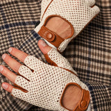 Dario (cognac) - Hand-sewn Italian crochet driving gloves from lambskin leather - Leather Gloves Online - Luxury Leather Gloves - 10