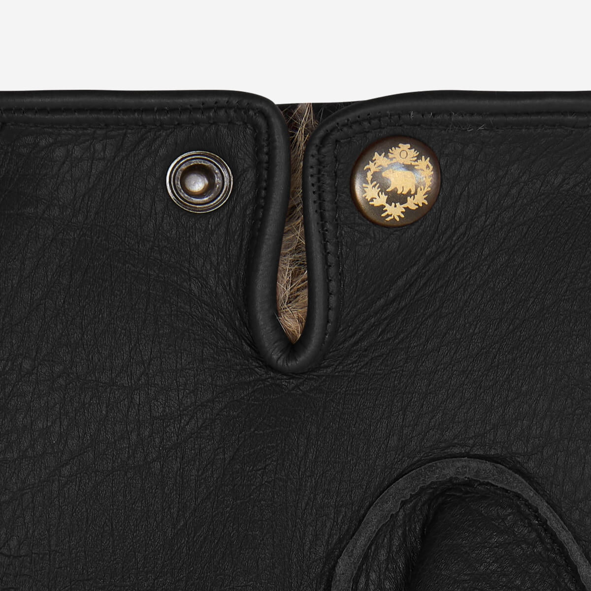LUXURY MEN'S RABBIT FUR-LINED AMERICAN DEERSKIN GLOVES - Black - Made in Italy - Premium Leather Gloves - Leather Gloves Online - 3