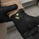 LUXURY MEN'S RABBIT FUR-LINED AMERICAN DEERSKIN GLOVES - Black - Made in Italy - Premium Leather Gloves - Leather Gloves Online - 8