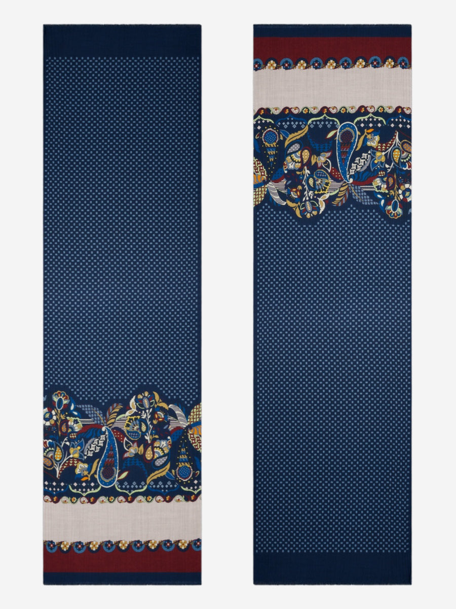 Edoardo (blue) - soft and lightweight Italian scarf from 100% wool - Leather Gloves Online - Luxury Italian Scarf - 3