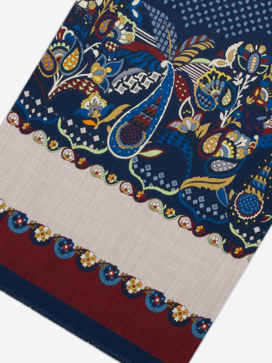 Edoardo (blue) - soft and lightweight Italian scarf from 100% wool - Leather Gloves Online - Luxury Italian Scarf - 4