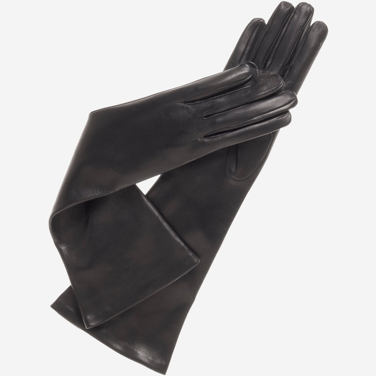 Elena (black) - Italian silk lined 8-button length leather opera gloves - Leather Gloves Online - Luxury Leather Gloves - 1