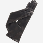 Elena (black) - Italian silk lined 8-button length leather opera gloves - Leather Gloves Online - Luxury Leather Gloves - 1