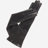 Elena (black) - Italian silk lined 8-button length leather opera gloves - Leather Gloves Online - Luxury Leather Gloves - 1