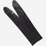 Elena (black) - Italian silk lined 16-button length leather opera gloves - Leather Gloves Online - Luxury Leather Gloves - 1