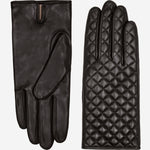 Emilia (black) - classic Italian lambskin leather gloves with cashmere lining and checkered pattern - Leather Gloves Online - Luxury Leather Gloves - 2