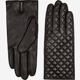 Emilia (black) - classic Italian lambskin leather gloves with cashmere lining and checkered pattern - Leather Gloves Online - Luxury Leather Gloves - 2