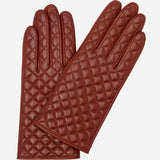 Emilia (brown) - classic Italian lambskin leather gloves with cashmere lining and checkered pattern - Leather Gloves Online - Luxury Leather Gloves - 1