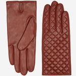 Emilia (brown) - classic Italian lambskin leather gloves with cashmere lining and checkered pattern - Leather Gloves Online - Luxury Leather Gloves - 2