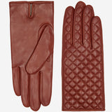 Emilia (brown) - classic Italian lambskin leather gloves with cashmere lining and checkered pattern - Leather Gloves Online - Luxury Leather Gloves - 2