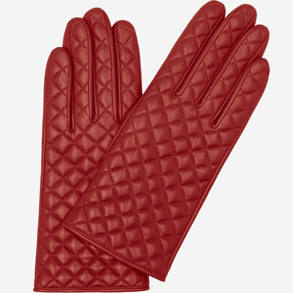 Emilia (red) - classic Italian lambskin leather gloves with cashmere lining and checkered pattern - Leather Gloves Online - Luxury Leather Gloves - 1