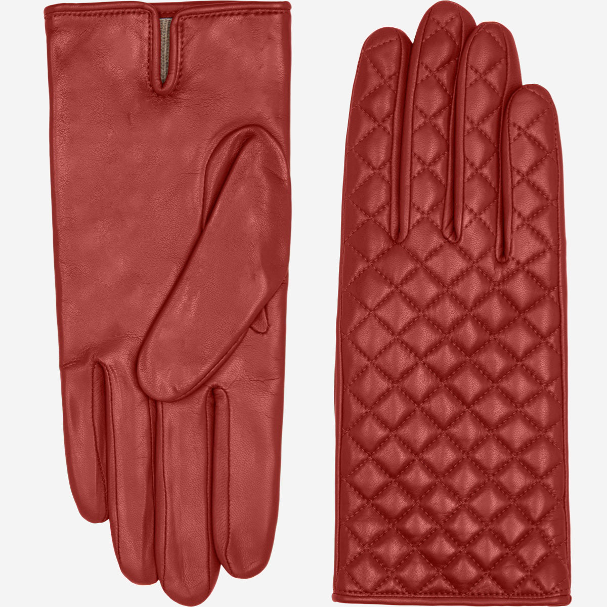 Emilia (red) - classic Italian lambskin leather gloves with cashmere lining and checkered pattern - Leather Gloves Online - Luxury Leather Gloves - 2