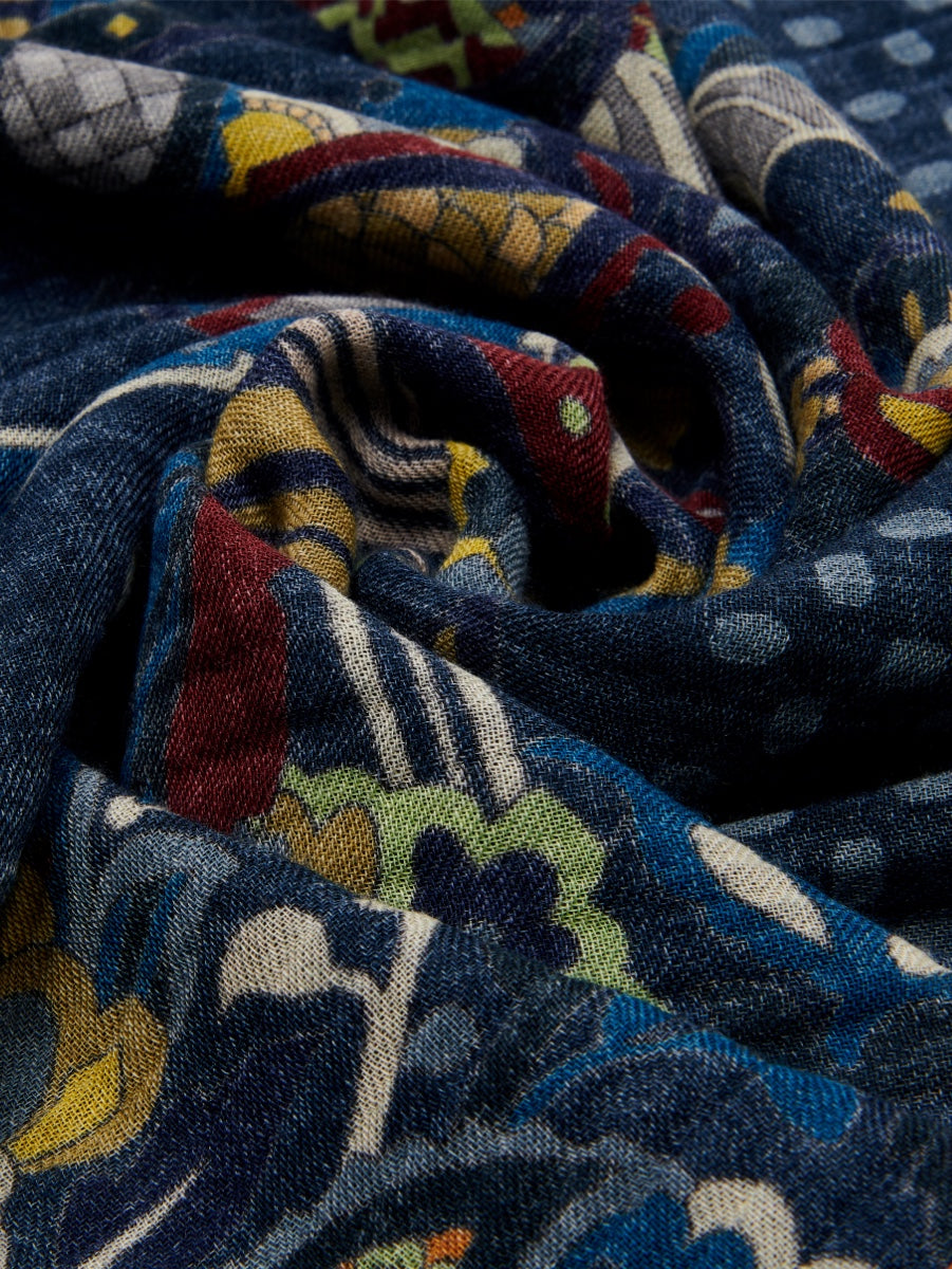 Edoardo (blue) - soft and lightweight Italian scarf from 100% wool - Leather Gloves Online - Luxury Italian Scarf - 5